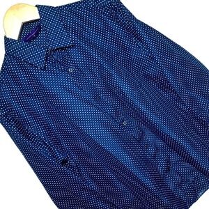 James‎ Morgan Blue White Polka Dot Button Down Long Sleeve Shirt Size 18
